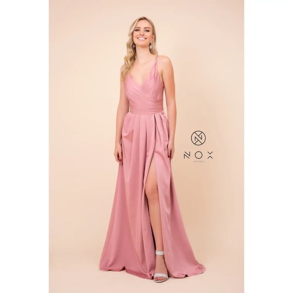 NWT Nox Anabel - 8347 V-Neck Long Evening Gown with high side slit, S (4-6) - Picture 10 of 12